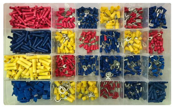 1000 Piece Master Solderless Crimp Vinyl Insulated Wire Terminal Connector Assortment Kit