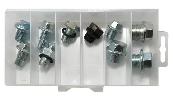 10 Piece Top 10 Oil Drain Plug & Fiber Gasket Assortment Kit