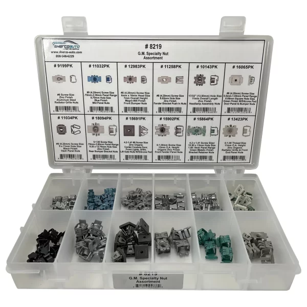 105 Piece G.M. Specialty Nut Assortment 12 Types Bumper Grill Fender Panel