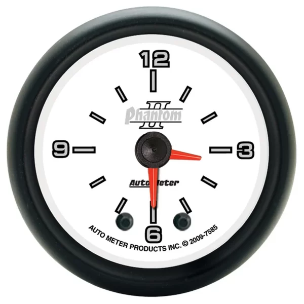 AutoMeter 7585 GAUGE, CLOCK, 2 1/16", 12HR, ANALOG, PHANTOM II